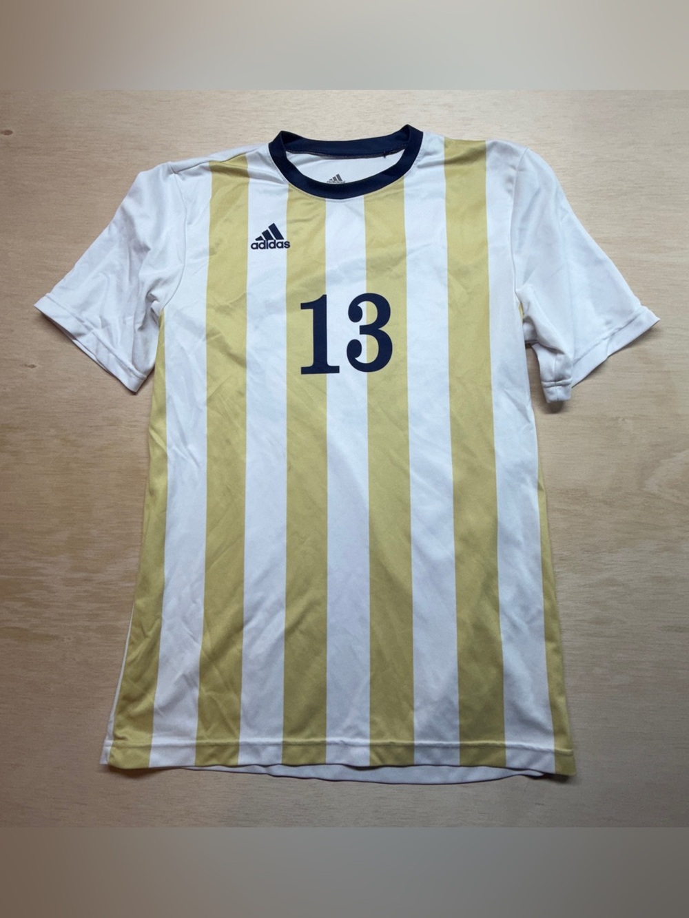 Adidas Pitt Panthers #13 Game Used Soccer Jersey Men's Large Gold White Striped